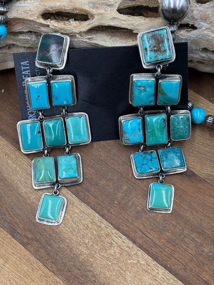 Turquoise Rectangle Earrings by Federico Jimenez