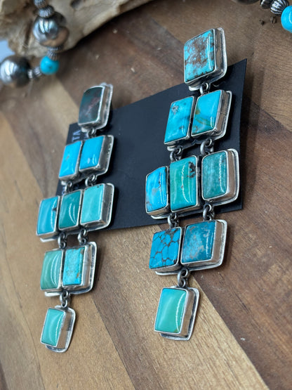 Turquoise Rectangle Earrings by Federico Jimenez