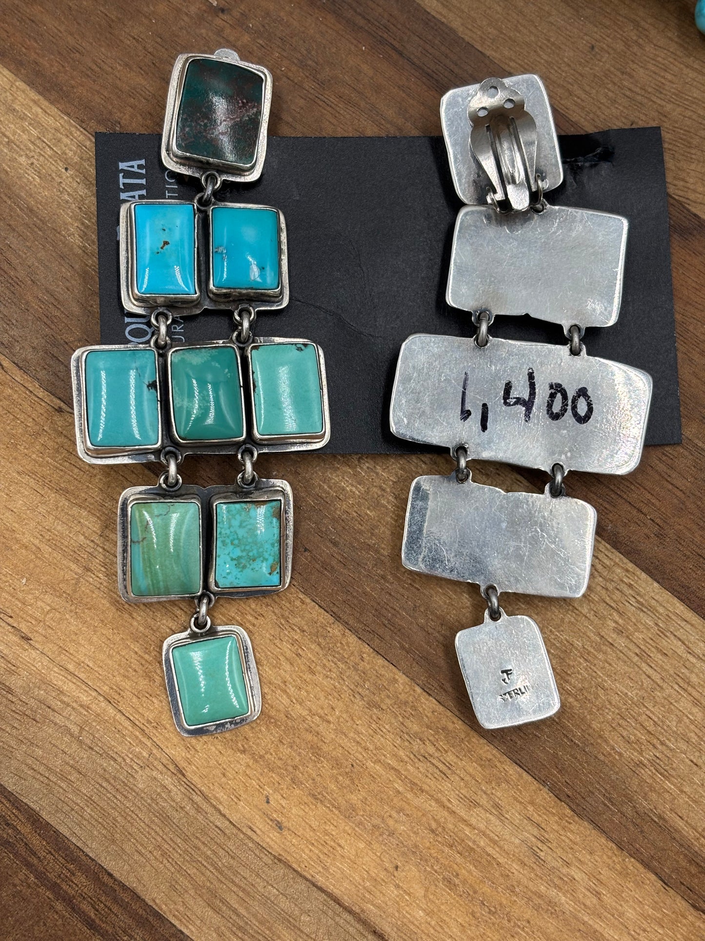 Turquoise Rectangle Earrings by Federico Jimenez