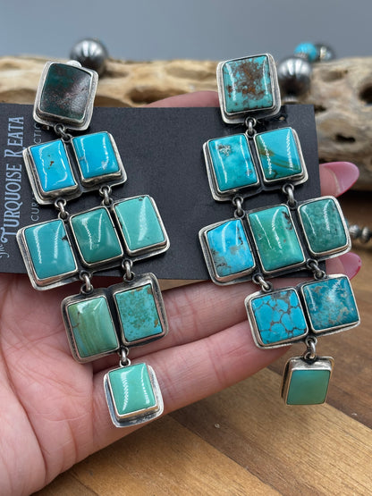 Turquoise Rectangle Earrings by Federico Jimenez