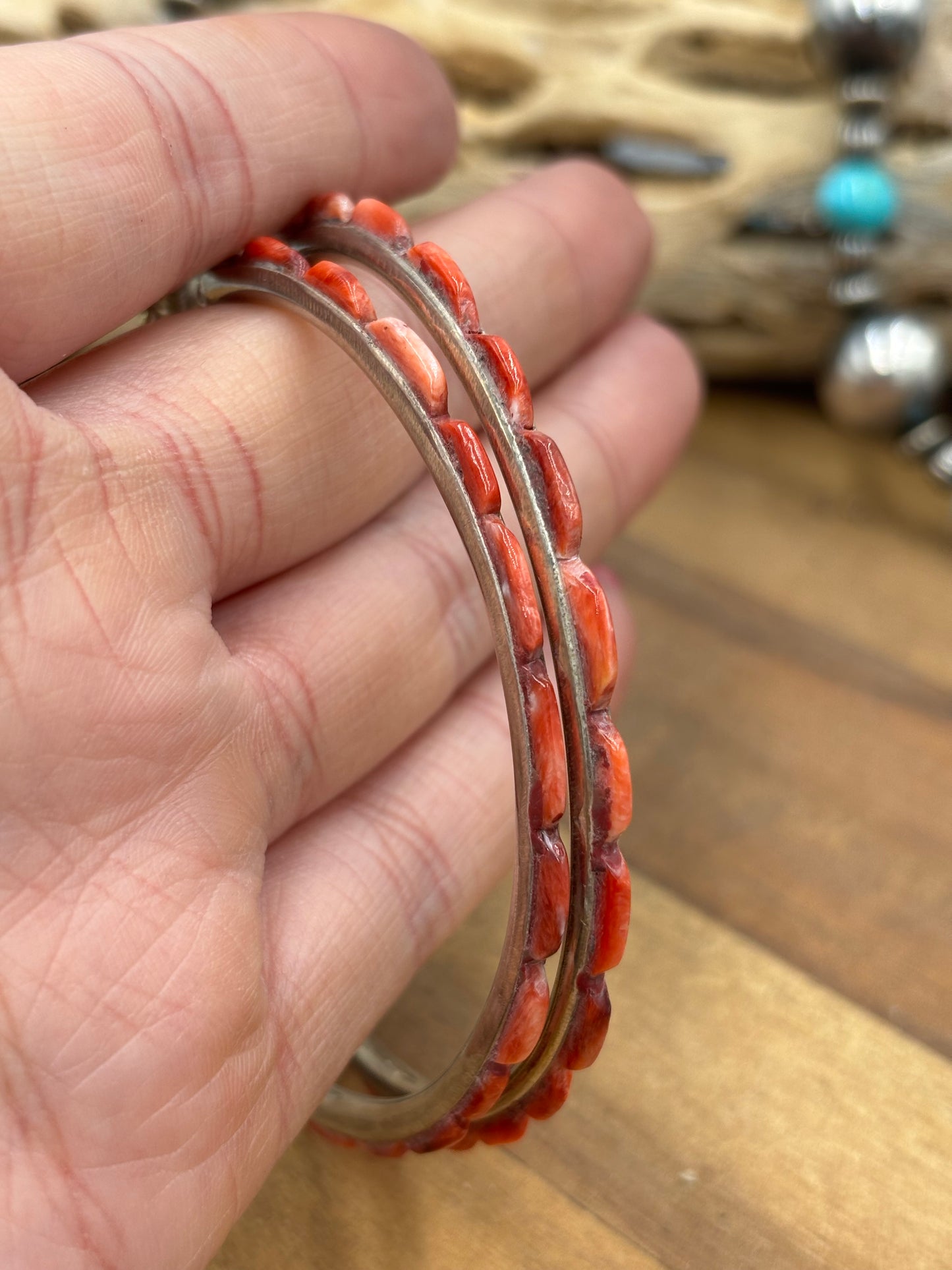 Red Orange Spiny XL Hoop Earrings by Federico Jimenez