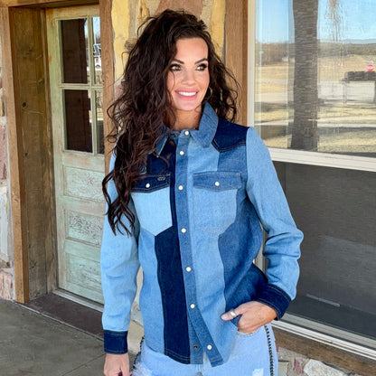 High Noon Colorblock Denim Shirt