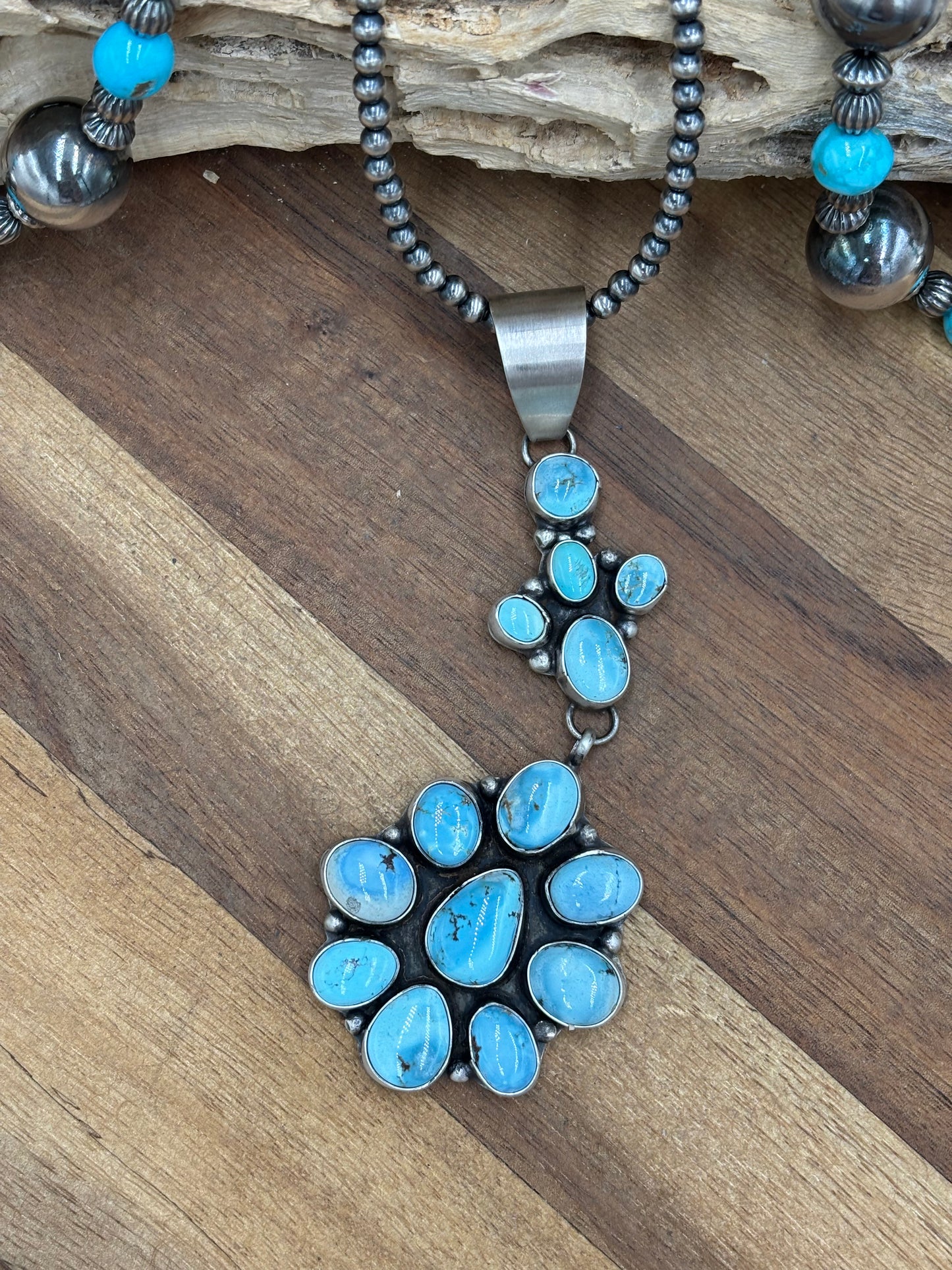 Turquoise Cluster Pendant #4 by Ella Peters