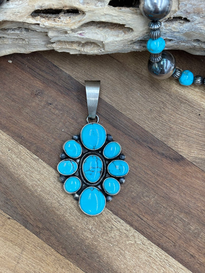 Turquoise Cluster Pendant #2 by Ella Peter, Navajo