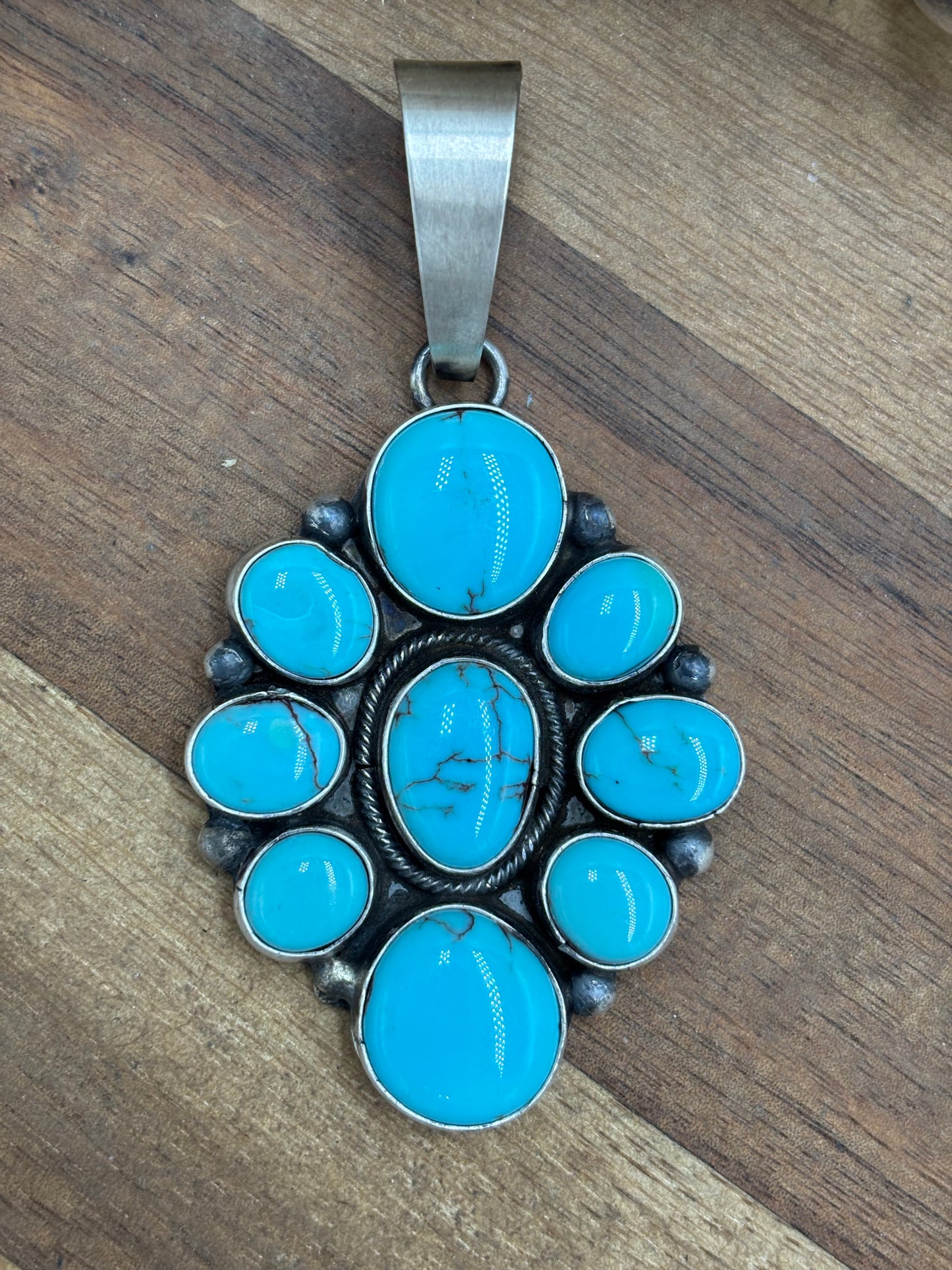 Turquoise Cluster Pendant #2 by Ella Peter, Navajo
