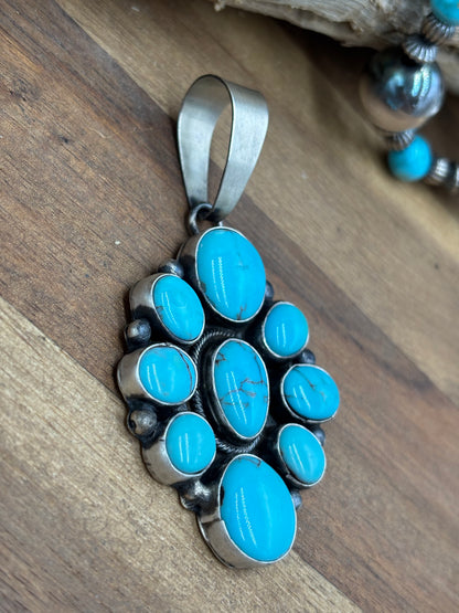Turquoise Cluster Pendant #2 by Ella Peter, Navajo