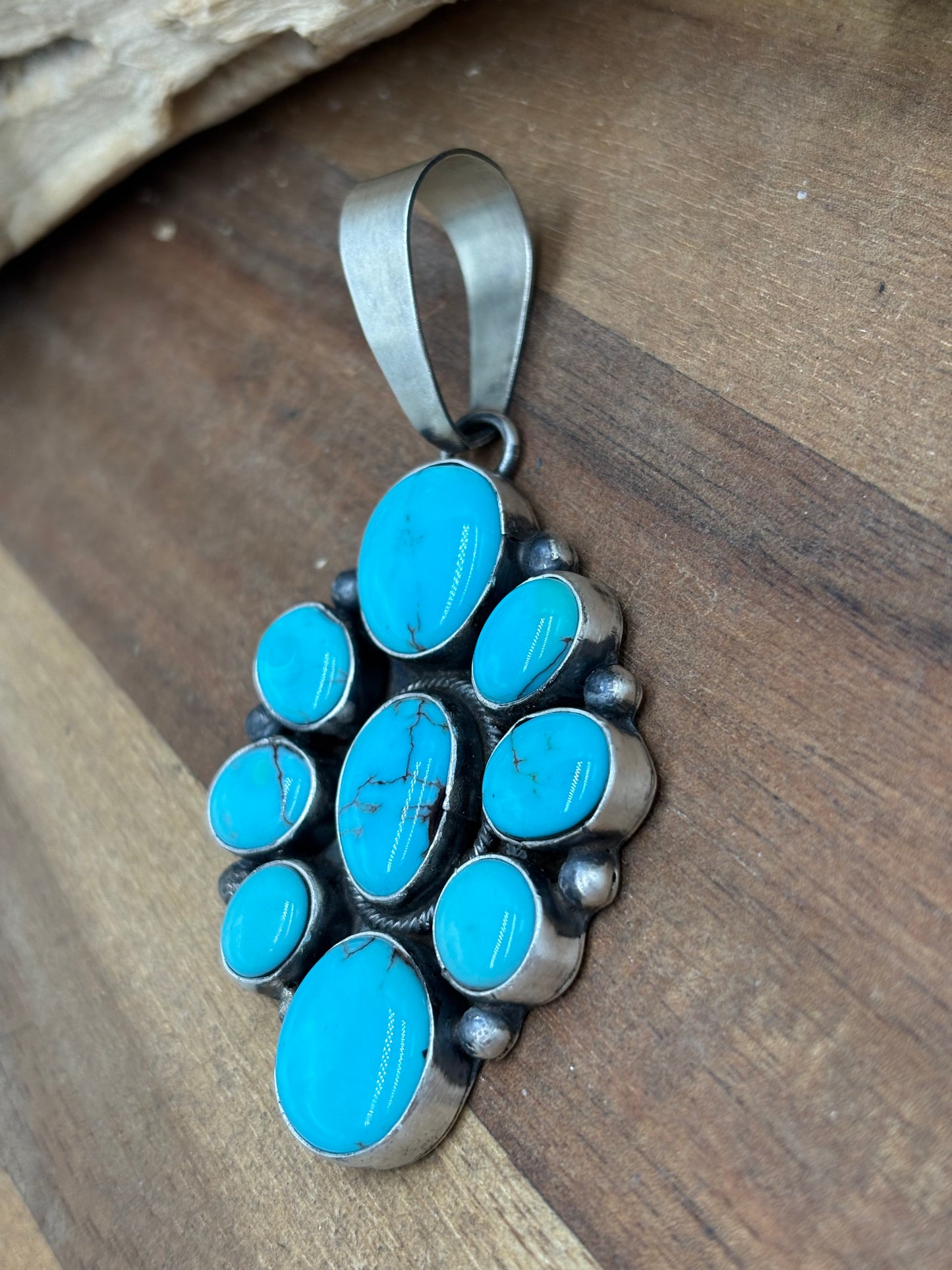 Turquoise Cluster Pendant #2 by Ella Peter, Navajo