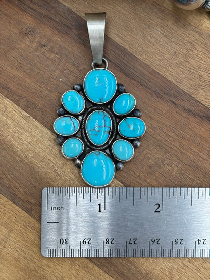 Turquoise Cluster Pendant #2 by Ella Peter, Navajo