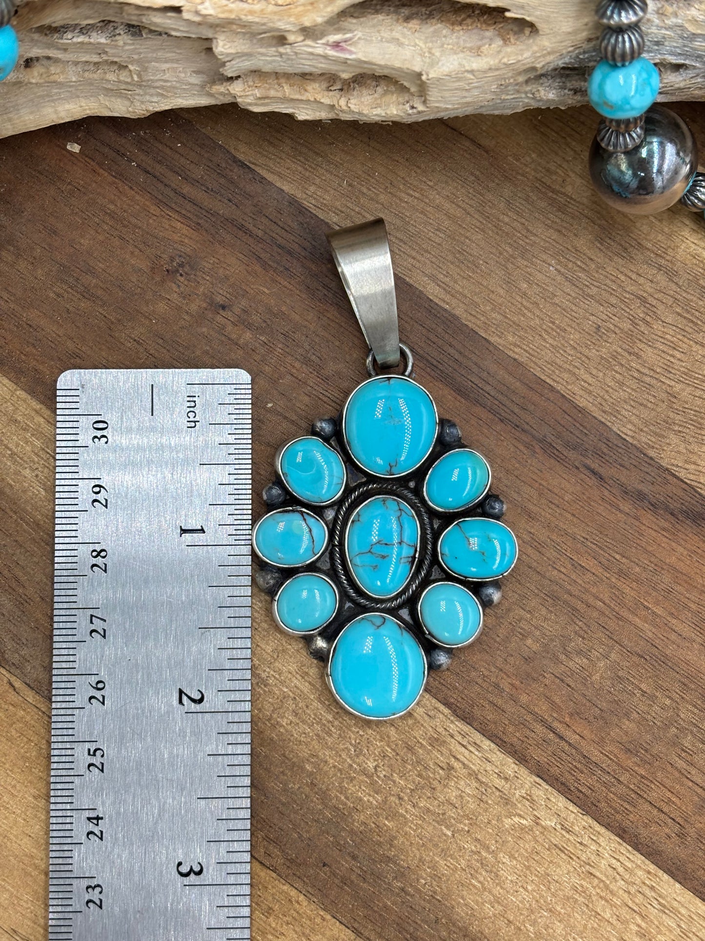 Turquoise Cluster Pendant #2 by Ella Peter, Navajo