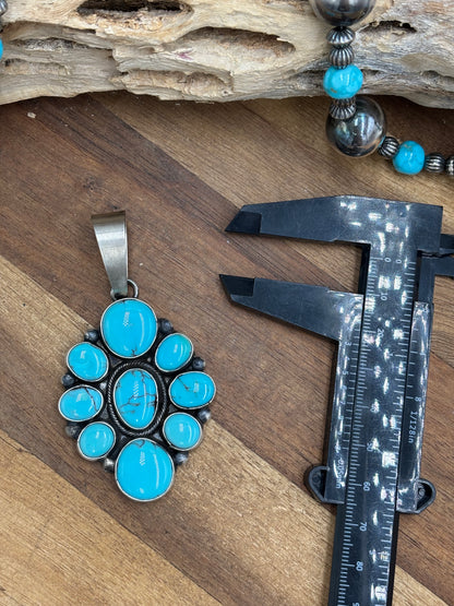Turquoise Cluster Pendant #2 by Ella Peter, Navajo