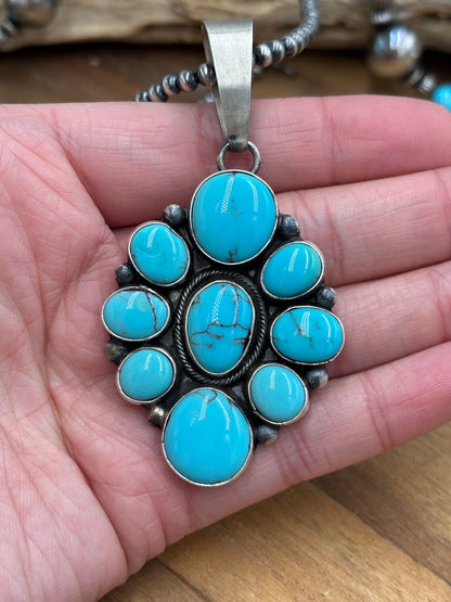 Turquoise Cluster Pendant #2 by Ella Peter, Navajo