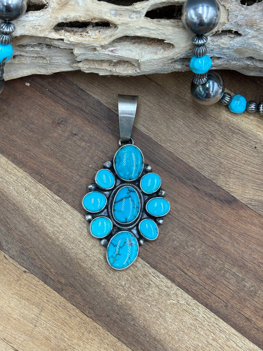 Turquoise Cluster Pendant #1 by Ella Peters