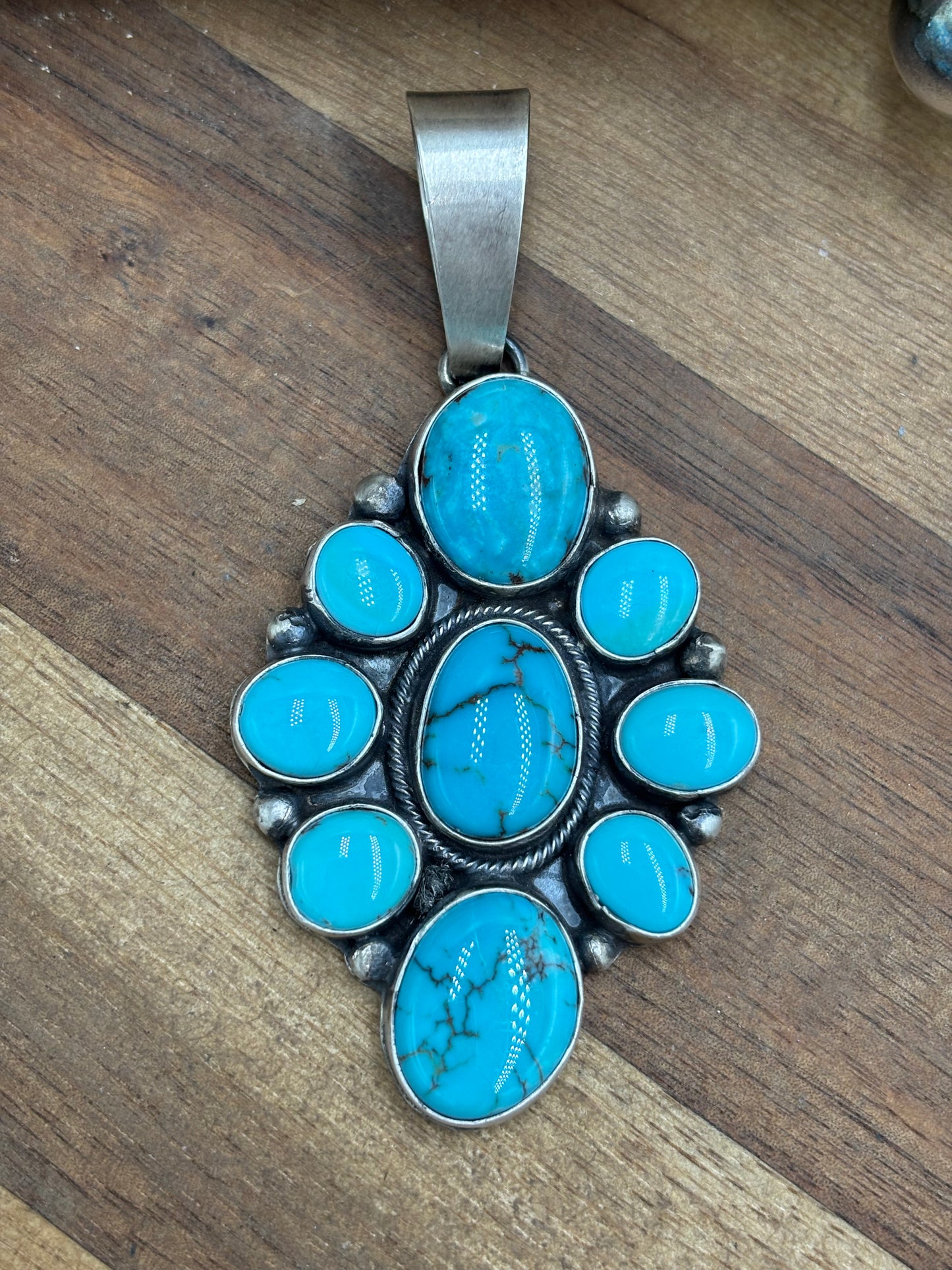 Turquoise Cluster Pendant #1 by Ella Peters
