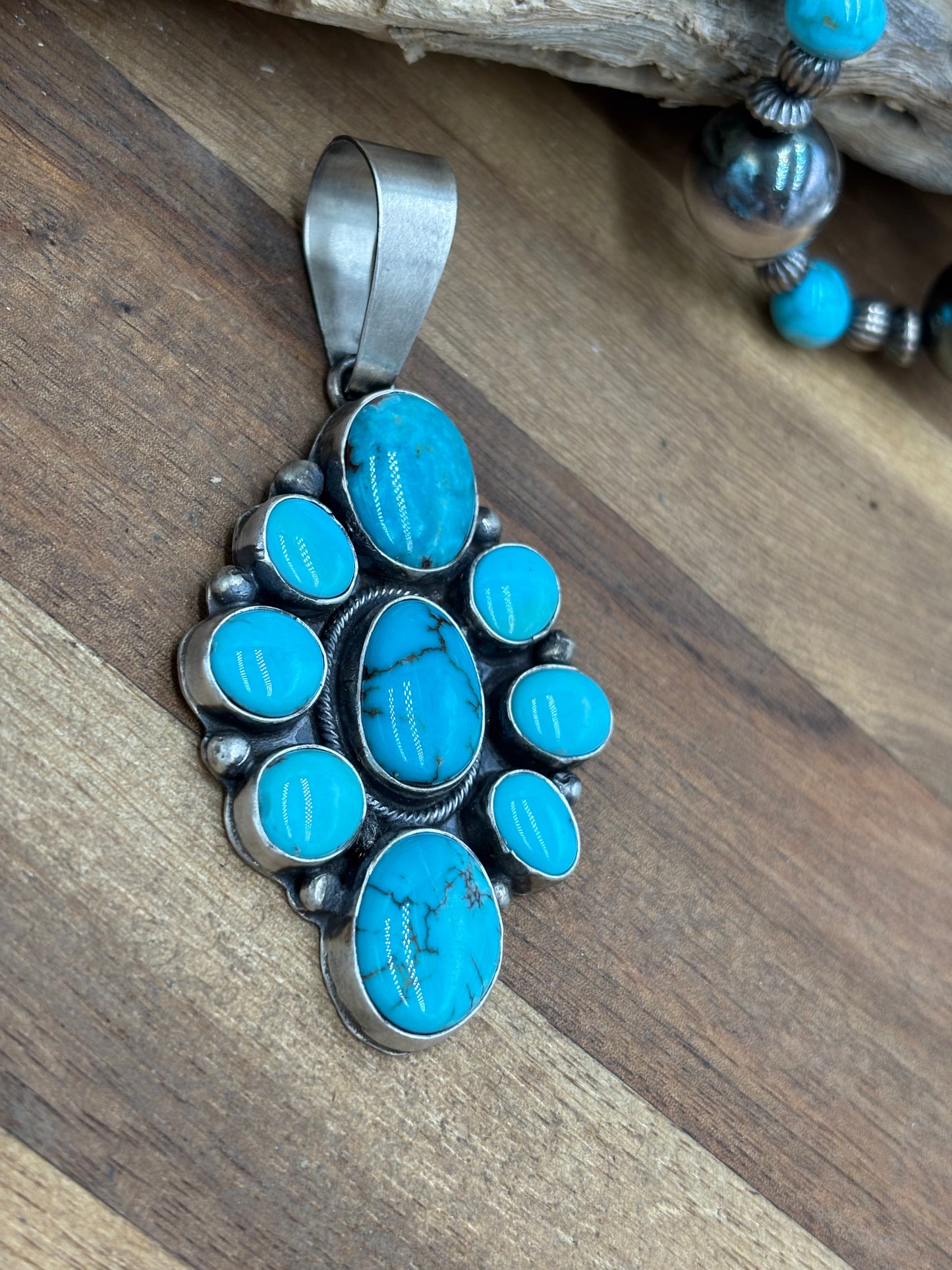 Turquoise Cluster Pendant #1 by Ella Peters