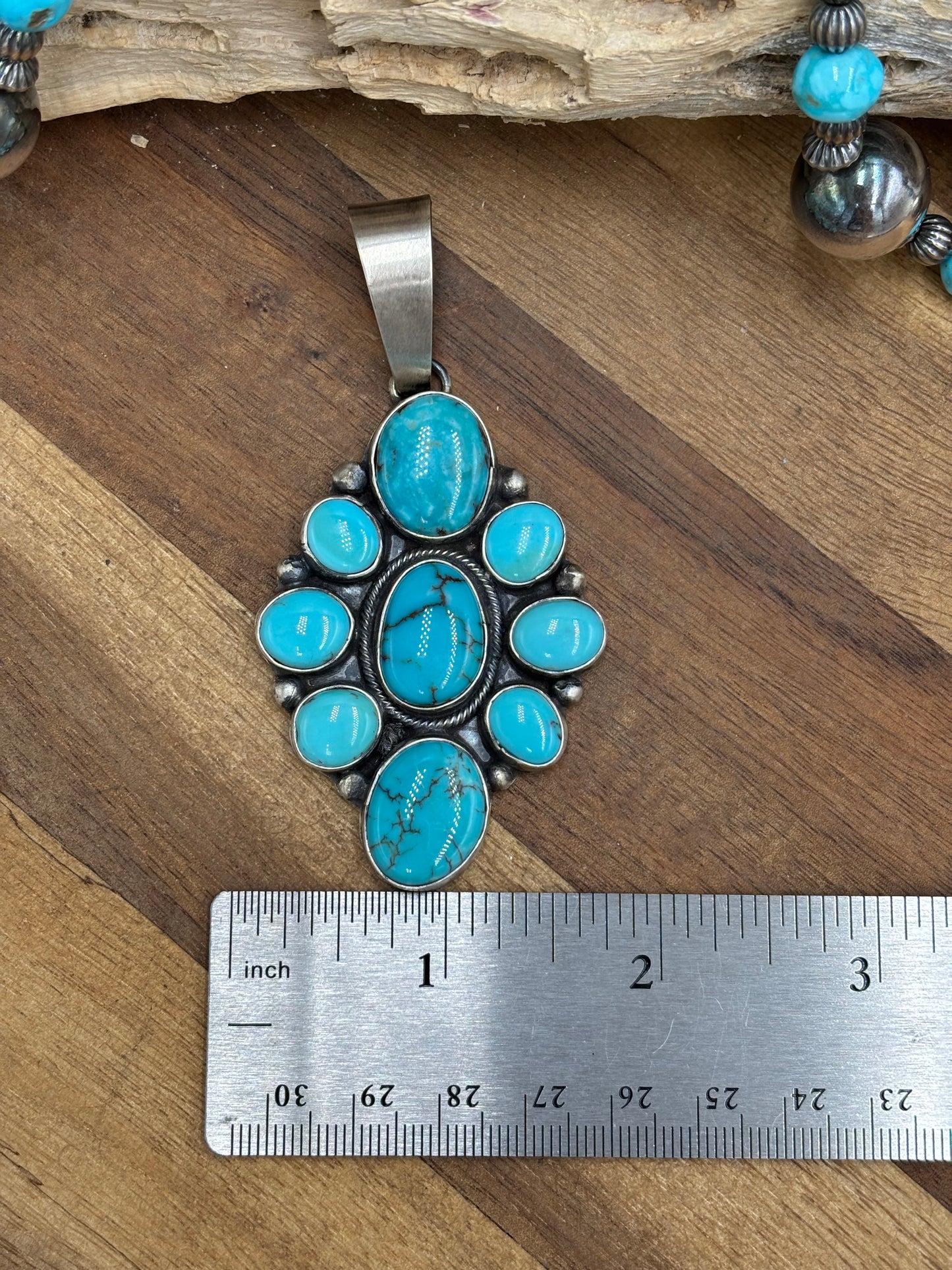 Turquoise Cluster Pendant #1 by Ella Peters