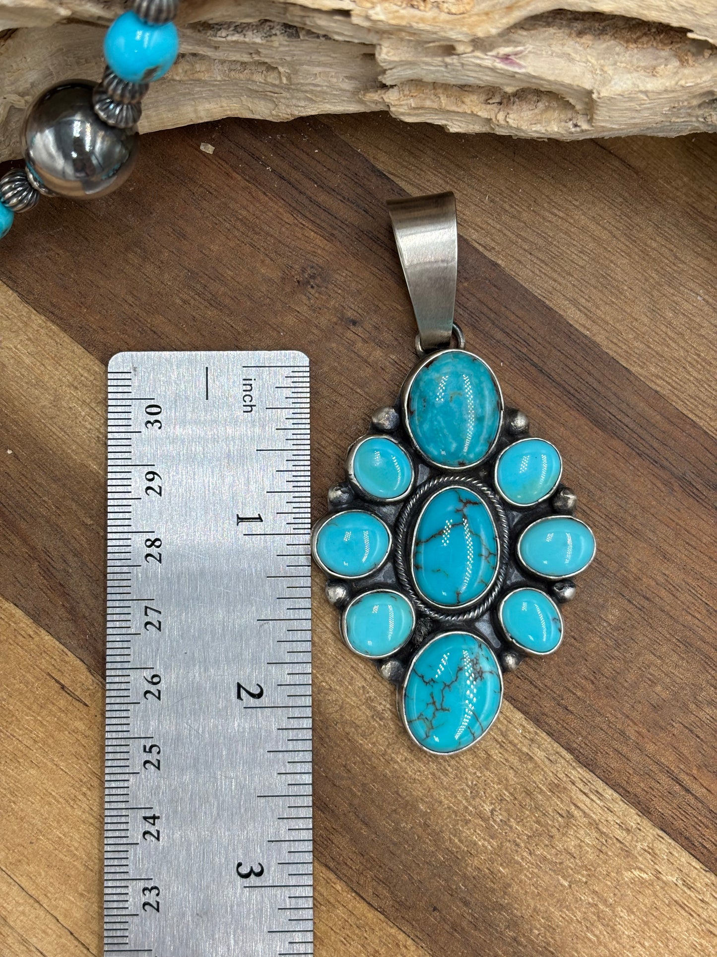 Turquoise Cluster Pendant #1 by Ella Peters