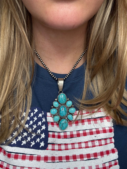Turquoise Cluster Pendant #1 by Ella Peters