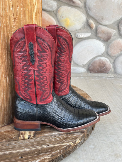Signature Turquoise Reata Men's Boot – Exotics - The Riley Black Caiman Belly Square Toe Boot