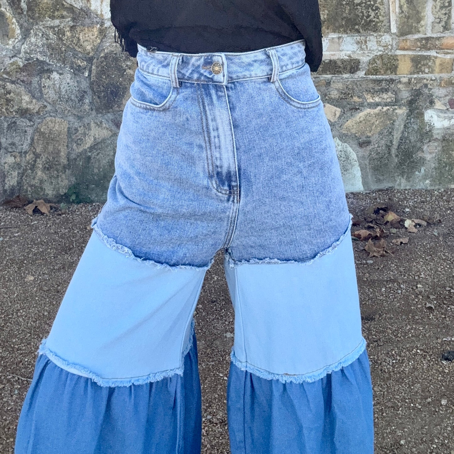Blue Bird Tiered Denim Pants