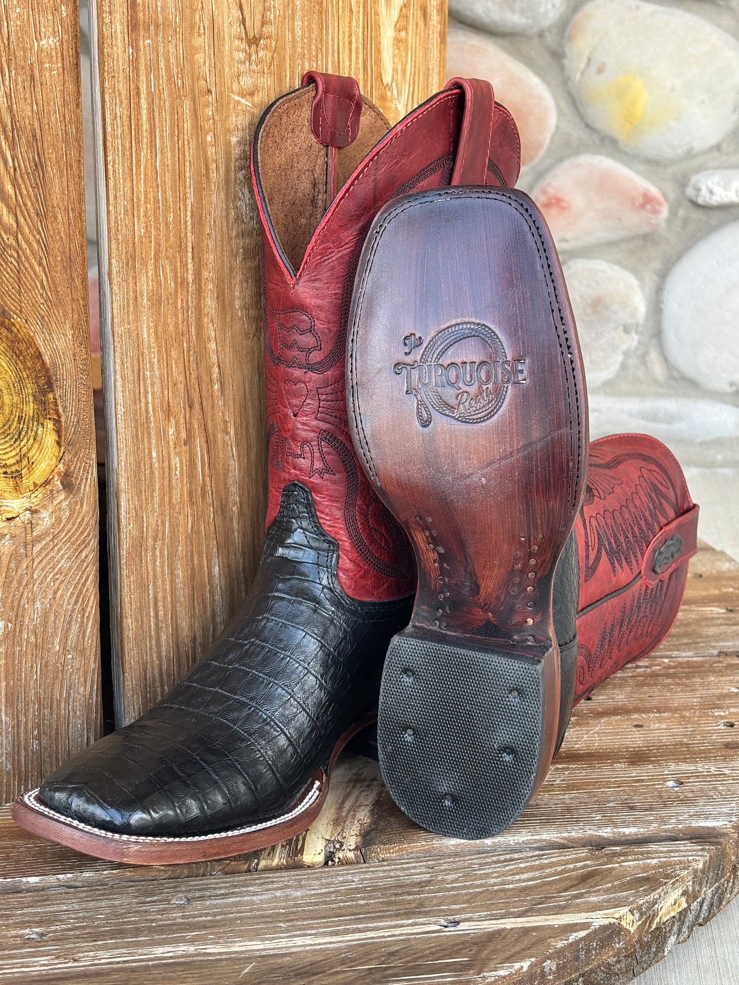 Signature Turquoise Reata Men's Boot – Exotics - The Riley Black Caiman Belly Square Toe Boot