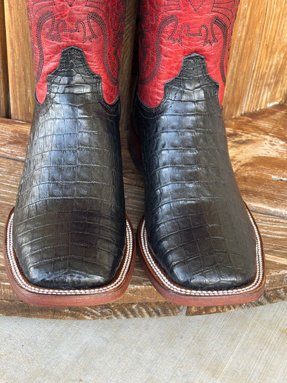Signature Turquoise Reata Men's Boot – Exotics - The Riley Black Caiman Belly Square Toe Boot