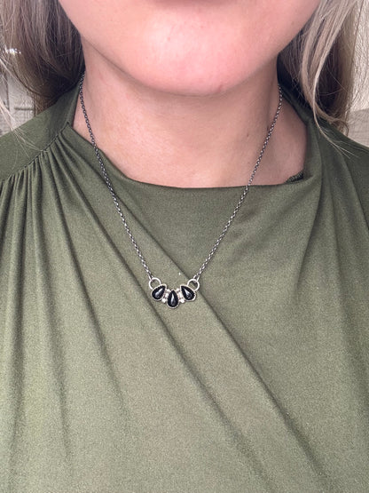 Black Onyx 3 Stone Necklace