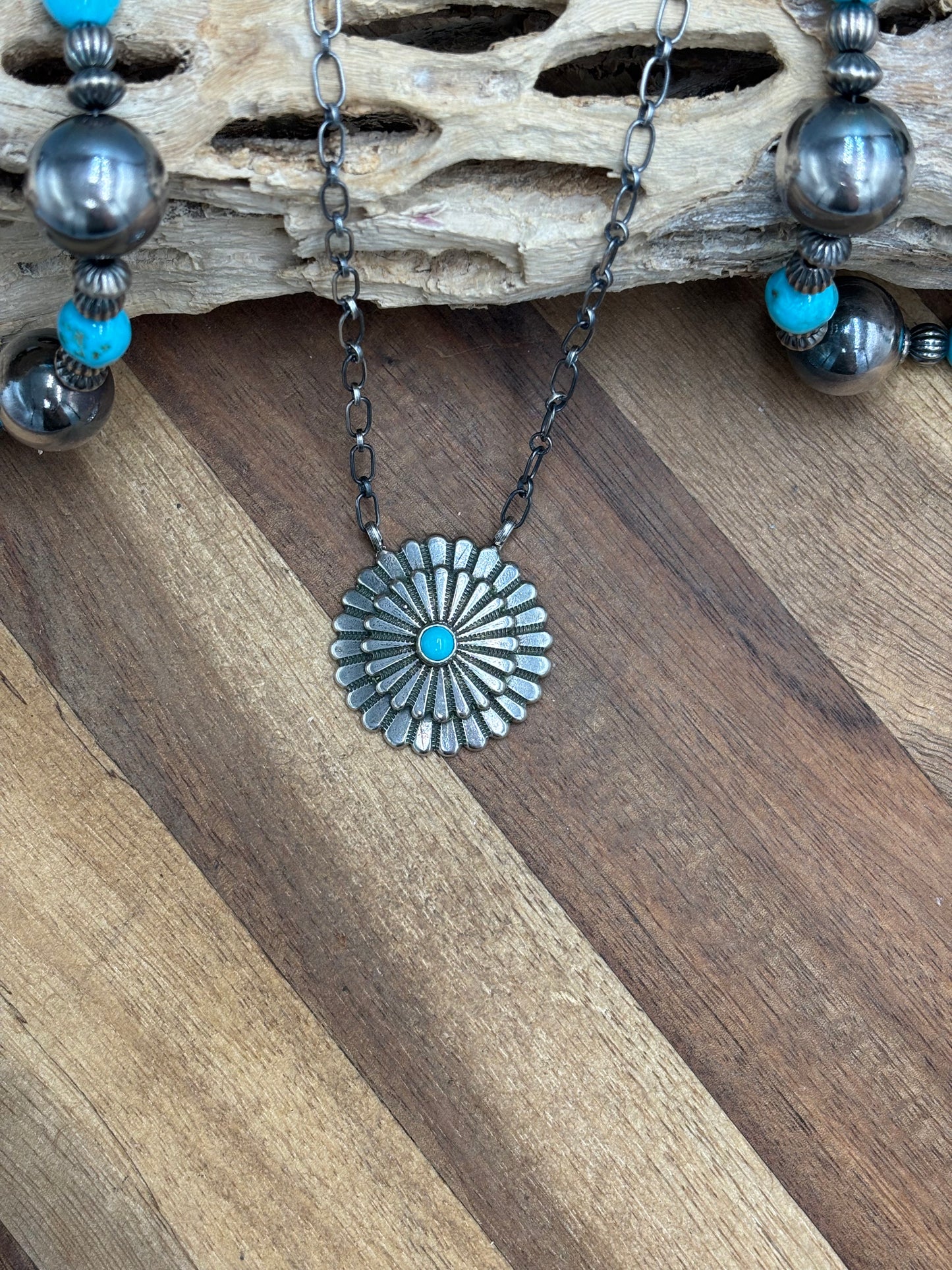 Kingman Turquoise Necklace by Sheldon Mariano, Navajo
