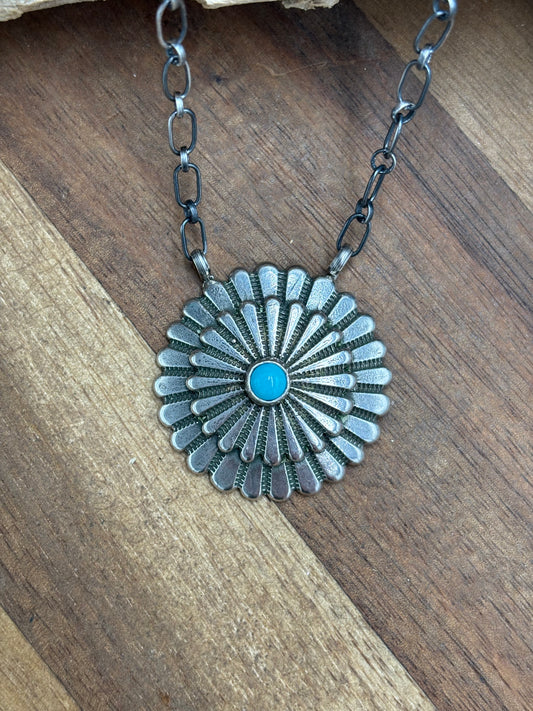 Kingman Turquoise Necklace by Sheldon Mariano, Navajo