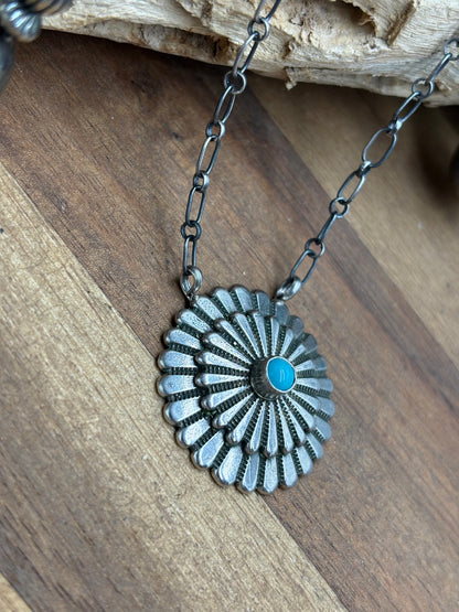 Kingman Turquoise Necklace by Sheldon Mariano, Navajo