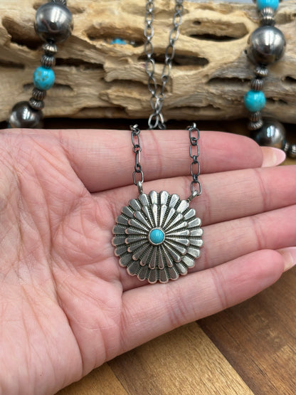Kingman Turquoise Necklace by Sheldon Mariano, Navajo