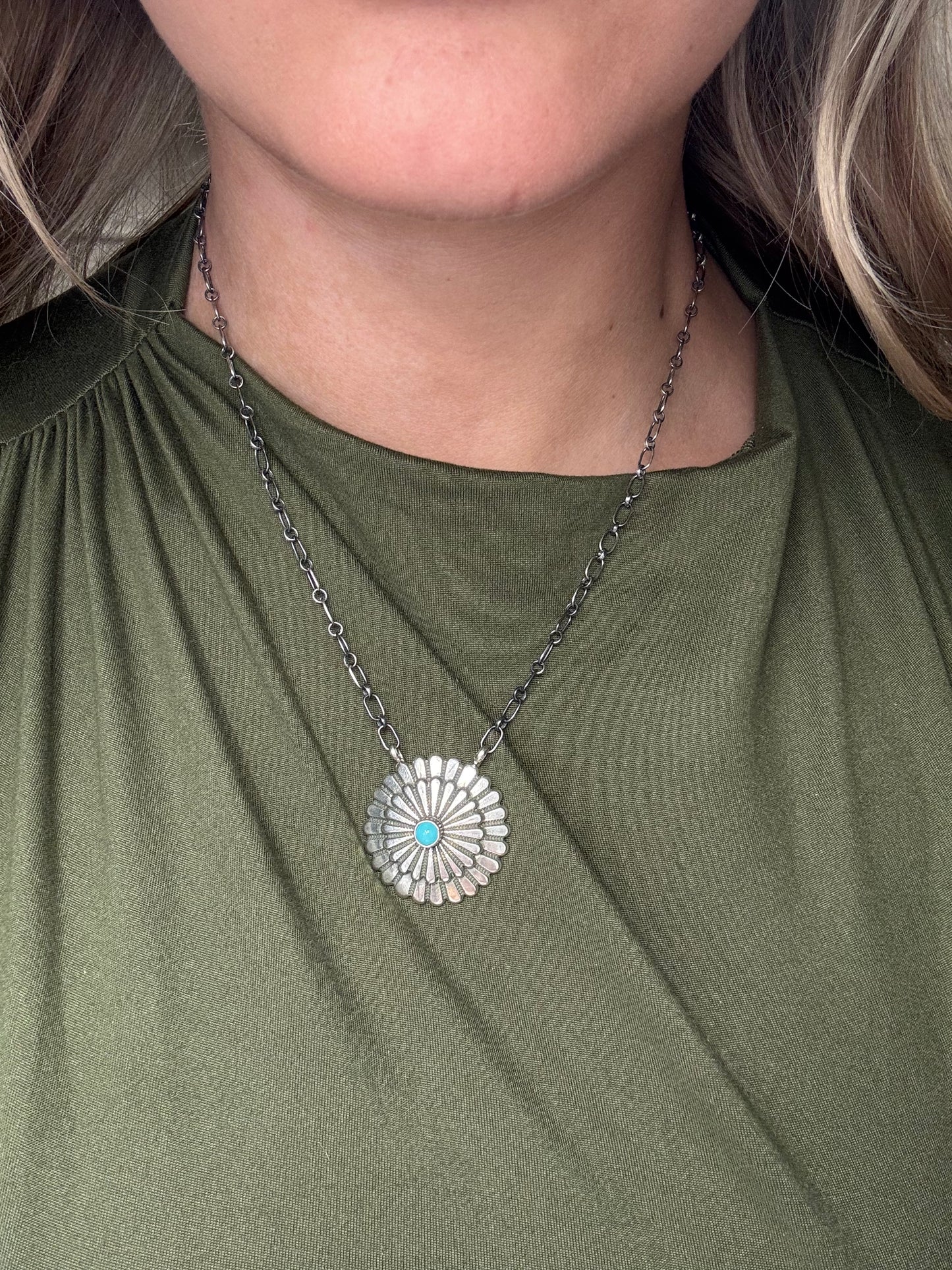 Kingman Turquoise Necklace by Sheldon Mariano, Navajo