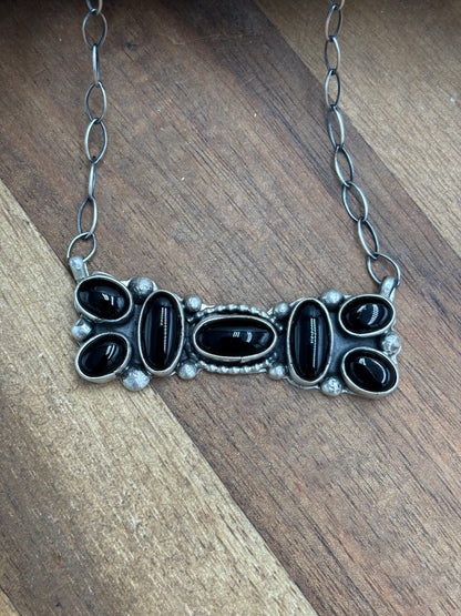 Black Onyx Necklace by Bonnie Benally, Navajo