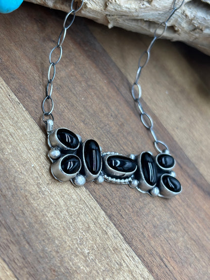 Black Onyx Necklace by Bonnie Benally, Navajo
