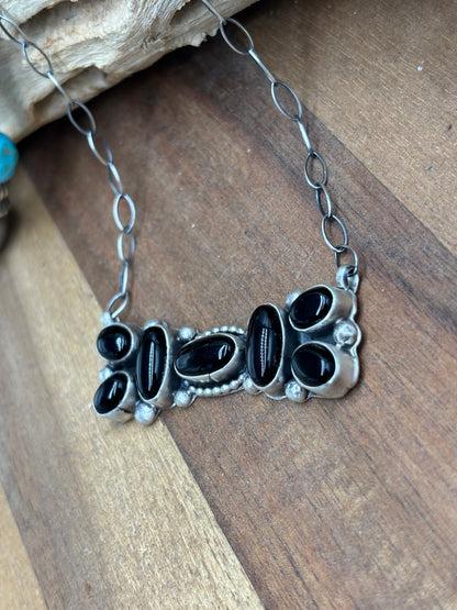 Black Onyx Necklace by Bonnie Benally, Navajo