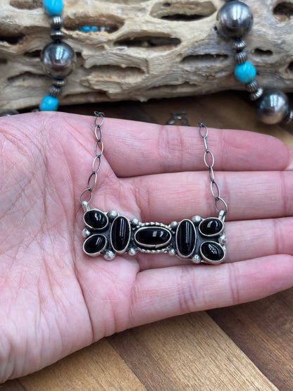 Black Onyx Necklace by Bonnie Benally, Navajo