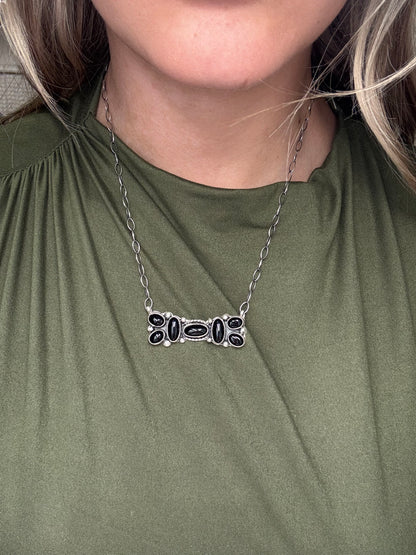 Black Onyx Necklace by Bonnie Benally, Navajo