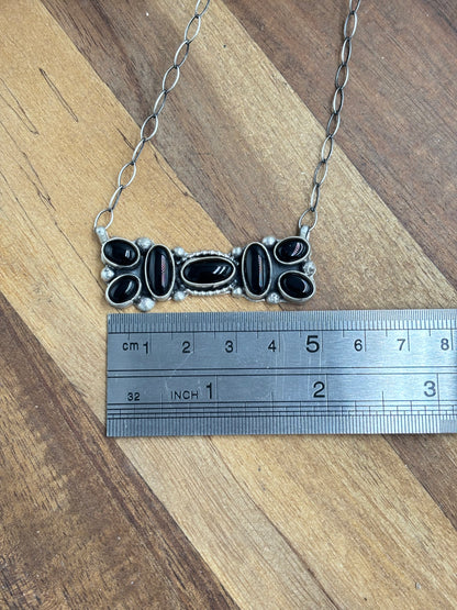 Black Onyx Necklace by Bonnie Benally, Navajo