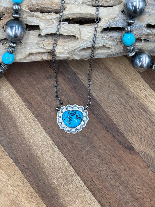 Kingman Turquoise Necklace by Scott Skeets, Navajo