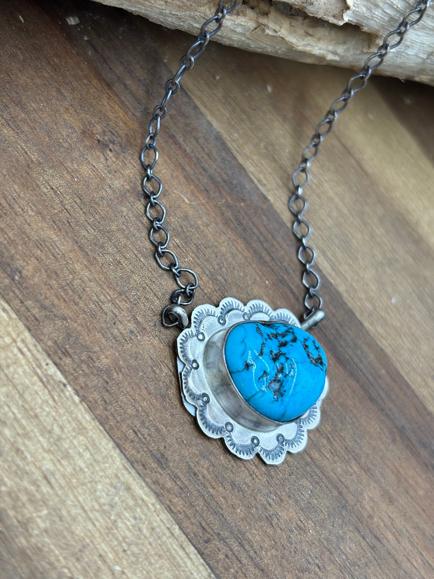 Kingman Turquoise Necklace by Scott Skeets, Navajo