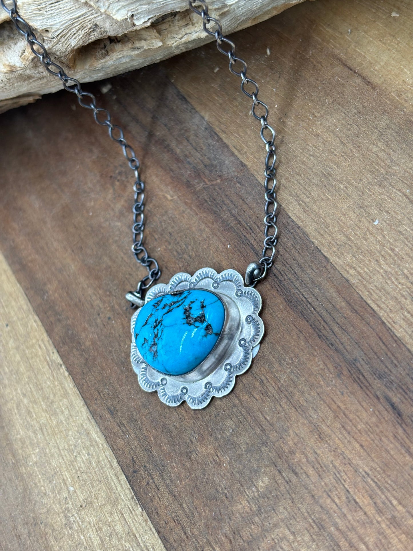 Kingman Turquoise Necklace by Scott Skeets, Navajo