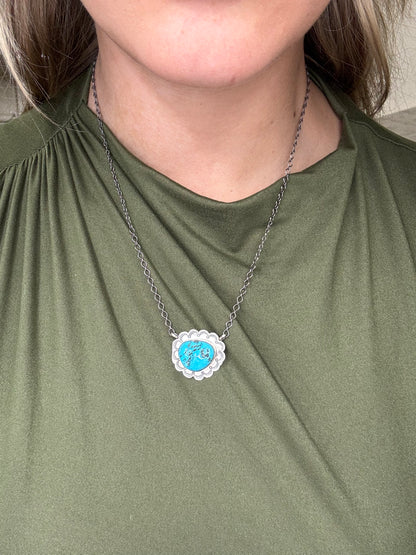 Kingman Turquoise Necklace by Scott Skeets, Navajo