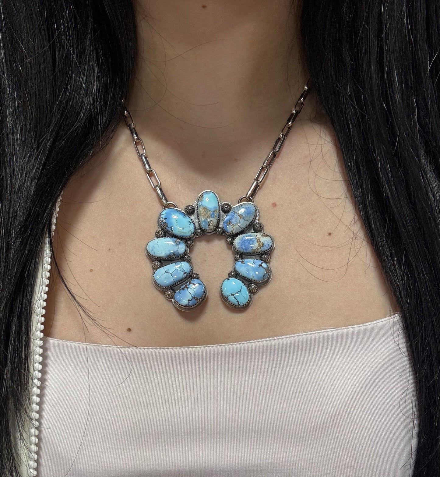 17" Golden Hills Naja Necklace by T. Nez Sr.