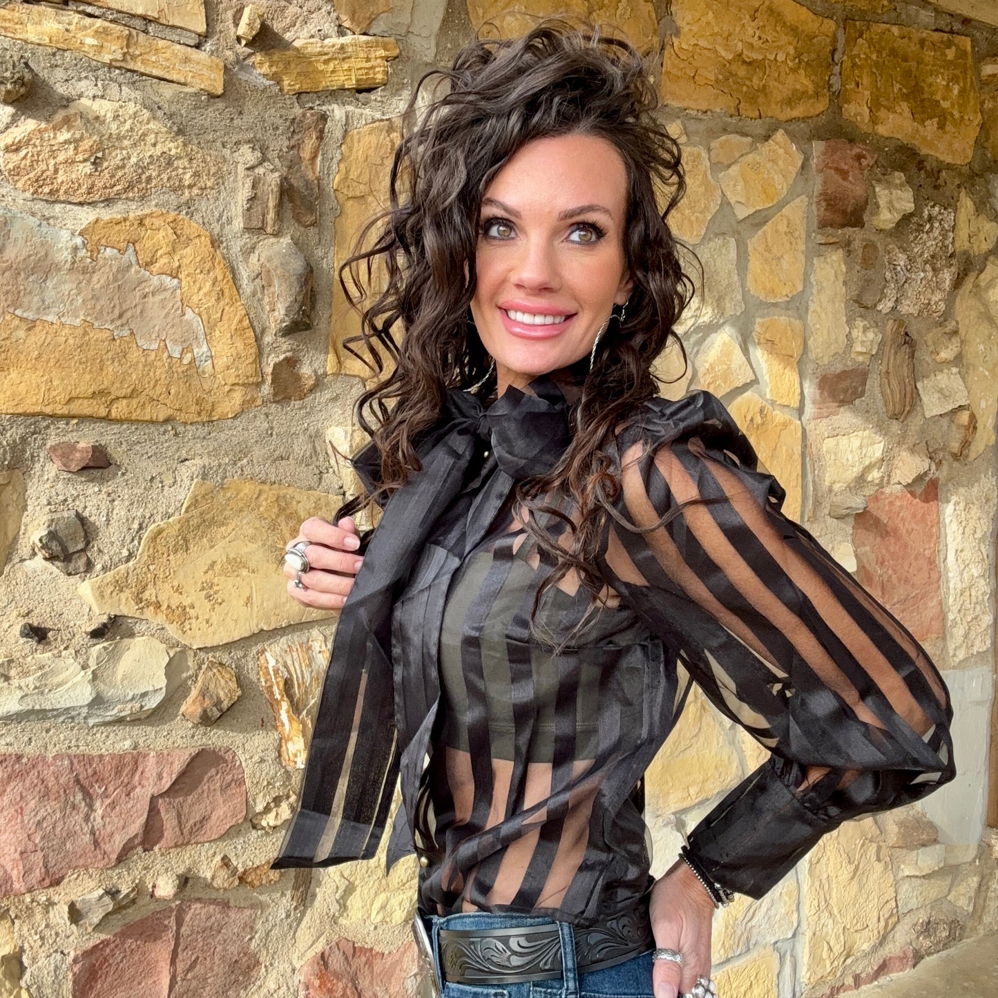 Blackwater Belle Sheer Stripe Top