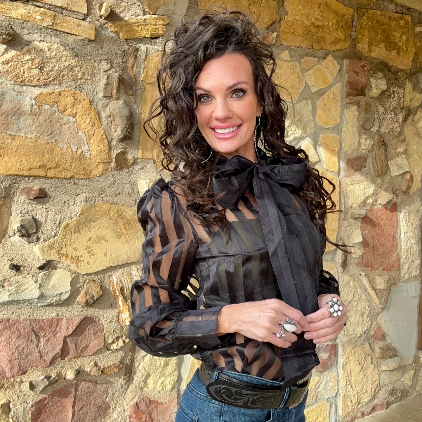 Blackwater Belle Sheer Stripe Top