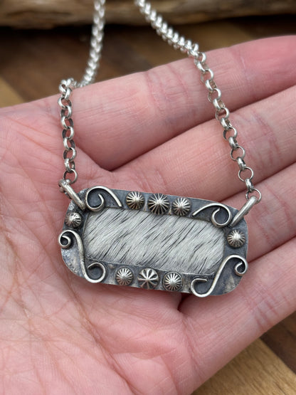 Red Buffalo & Natural Cowhide Bar Necklace