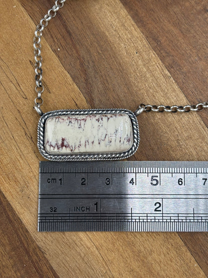 Red Buffalo & Natural Cowhide Bar Necklace