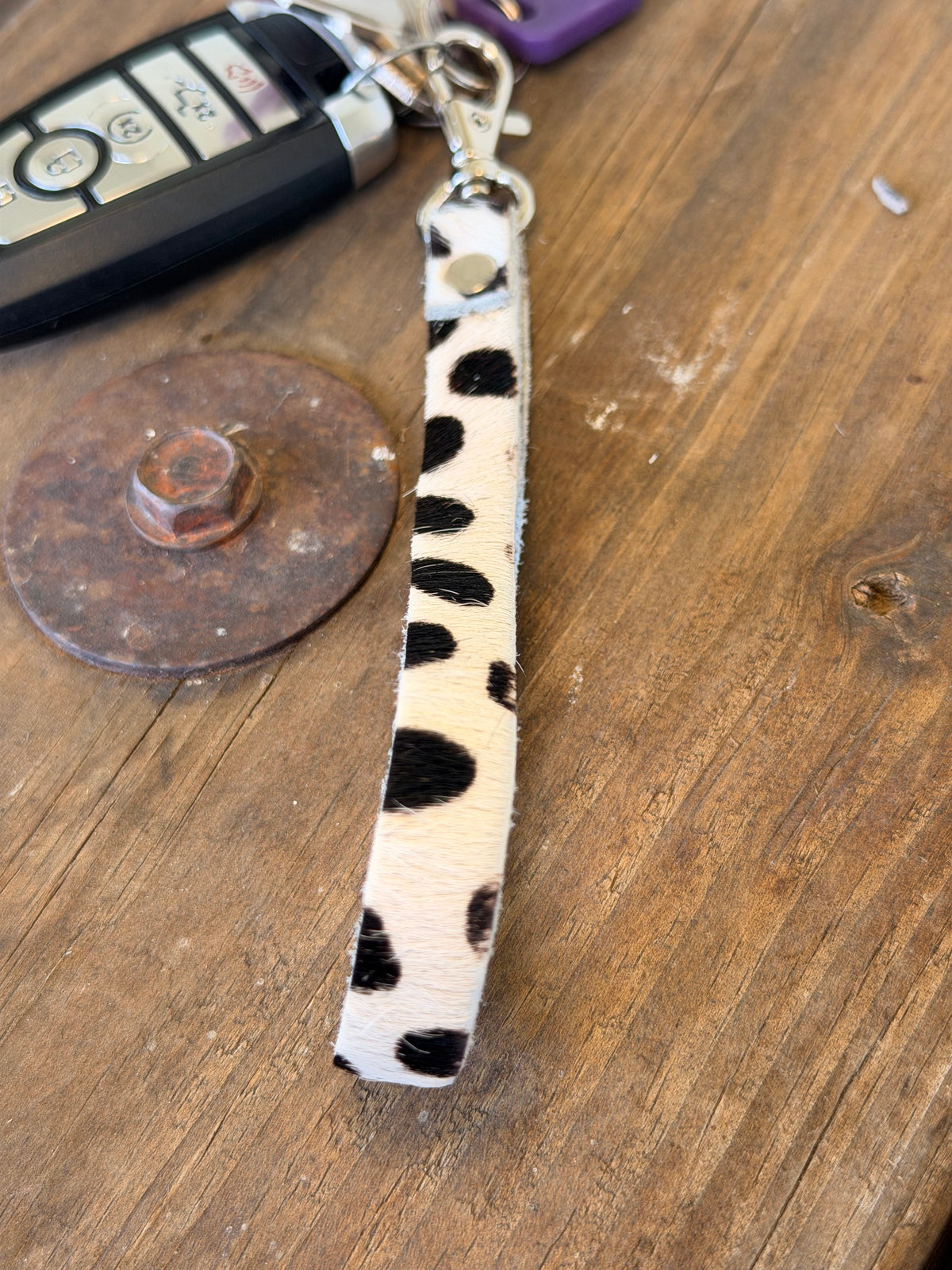 Black & White Hair on Hide Wristlet