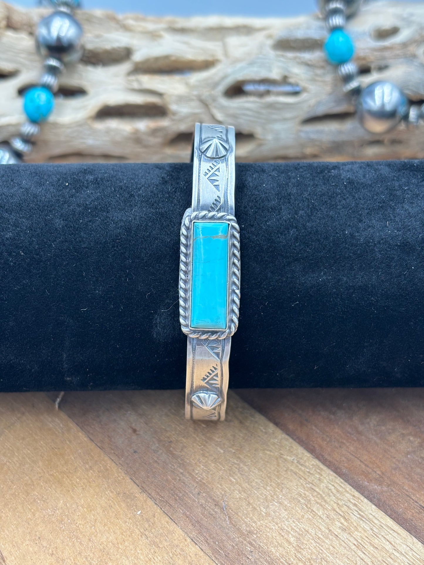 Kingman Bar Cuff #1 by Rick Enriquez, Navajo