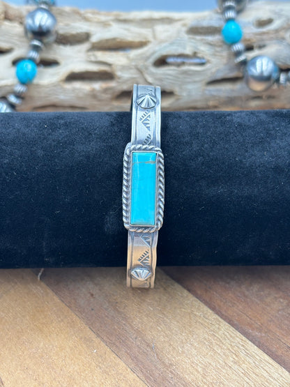 Kingman Bar Cuff #1 by Rick Enriquez, Navajo