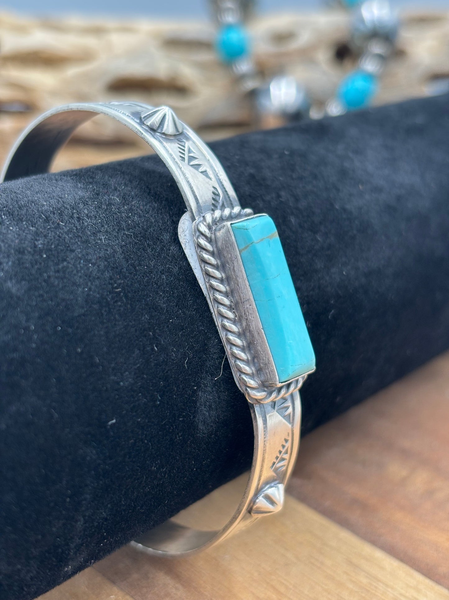 Kingman Bar Cuff #1 by Rick Enriquez, Navajo